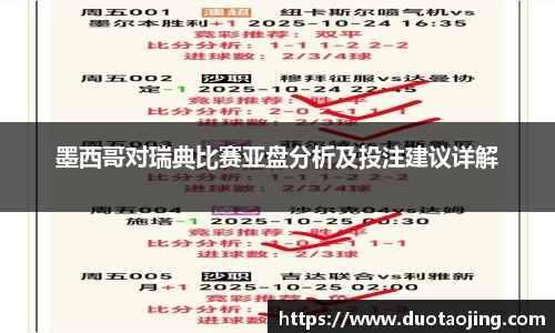 墨西哥对瑞典比赛亚盘分析及投注建议详解